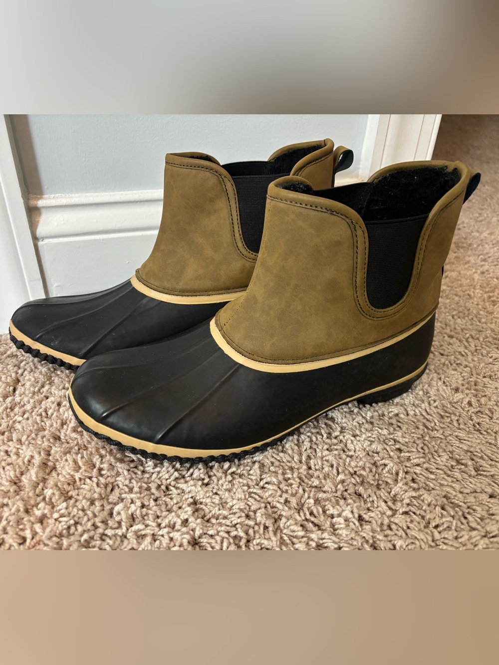 Olive & Black Duck Rain Boots
